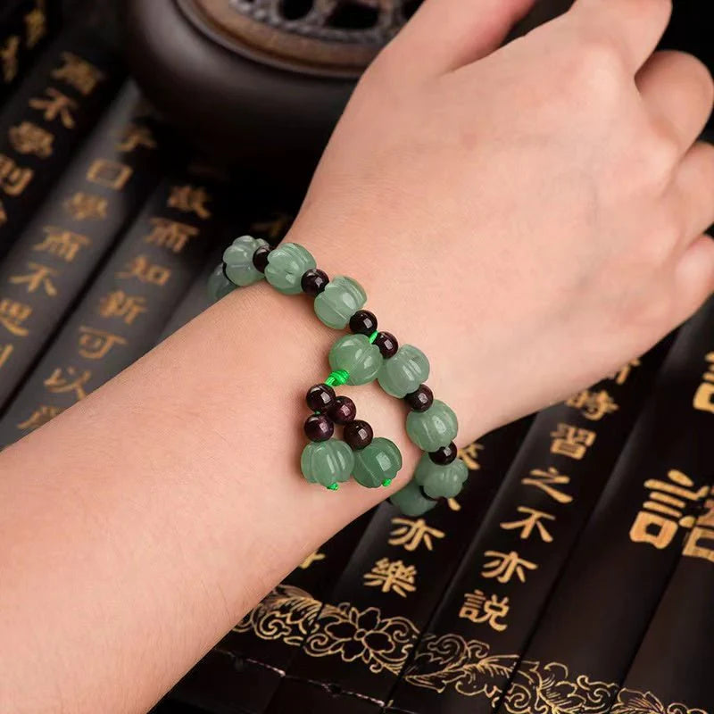 Natural Green Jade Auspicious Pumpkin Lucky Bracelet