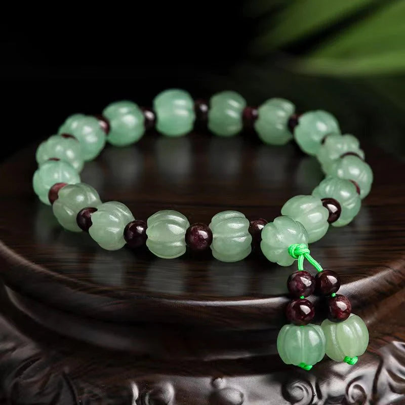 Natural Green Jade Auspicious Pumpkin Lucky Bracelet