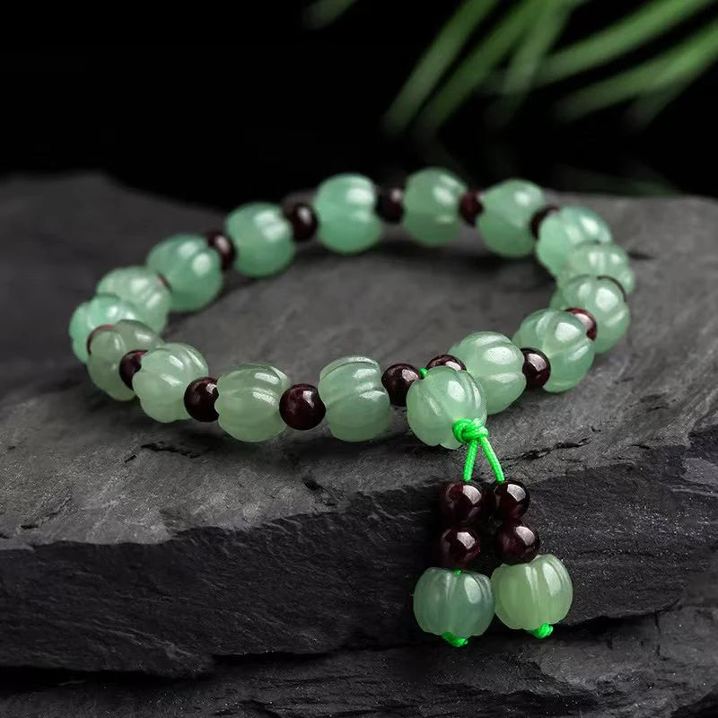 Natural Green Jade Auspicious Pumpkin Lucky Bracelet