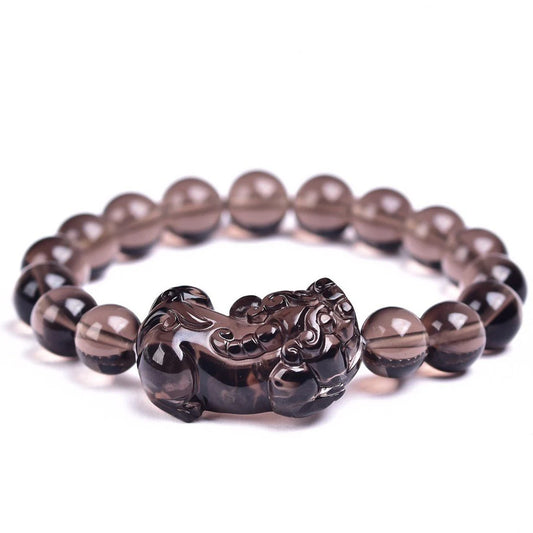 Natural Ice Black Obsidian Pixiu Wealth Bracelet