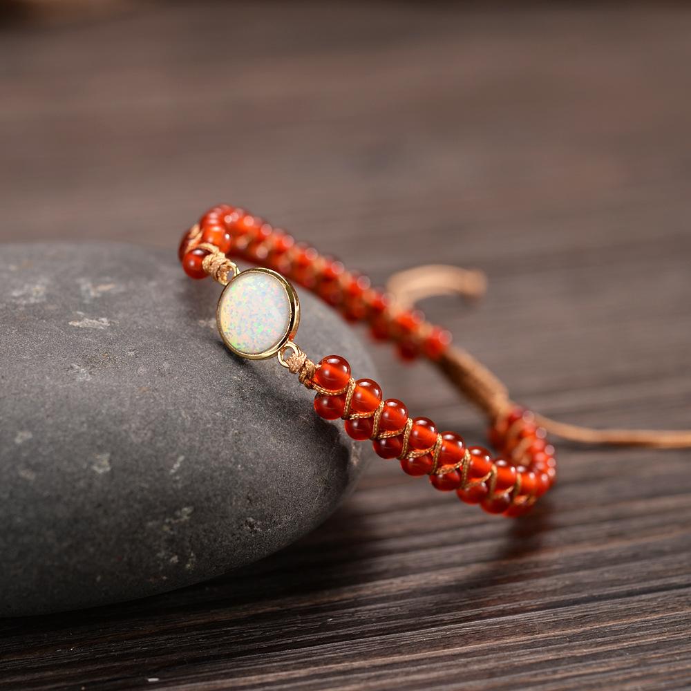 Natural Opal Bohemian Woven Agate Beaded Lucky Bracelet