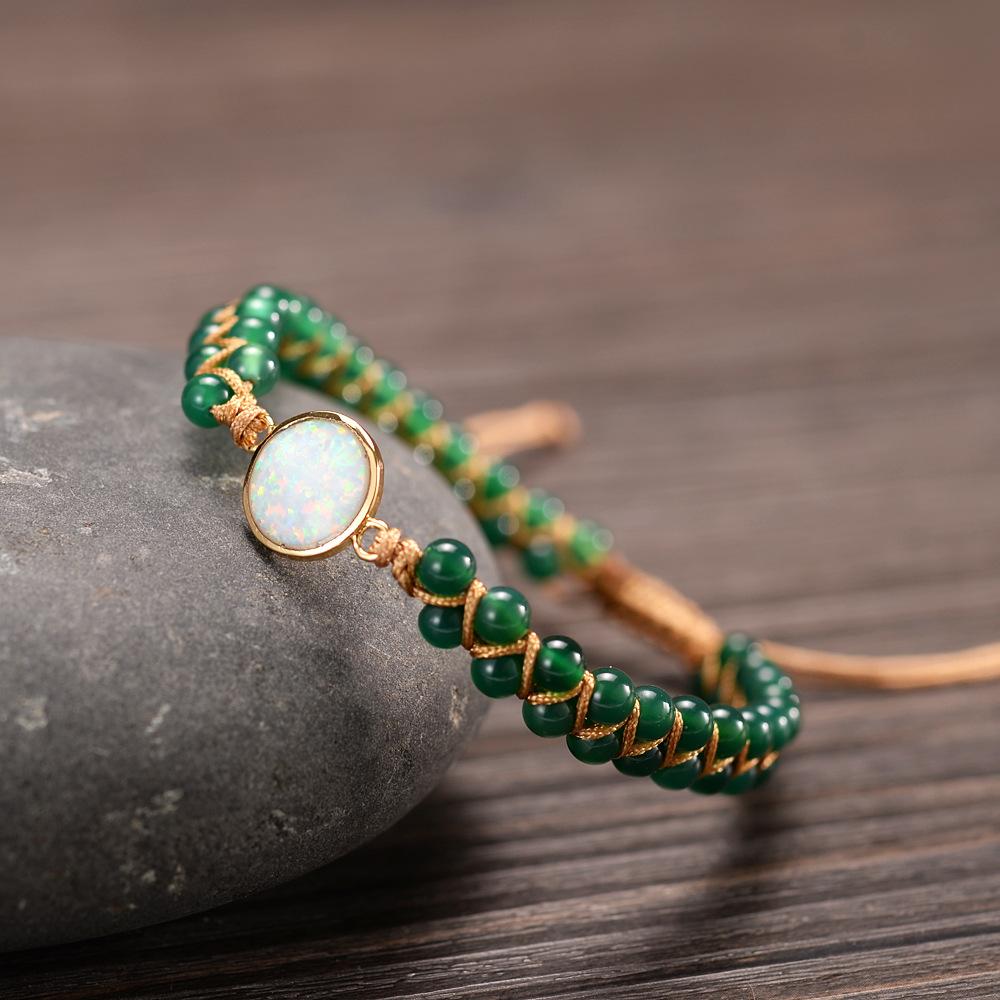 Natural Opal Bohemian Woven Agate Beaded Lucky Bracelet