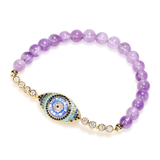 Natural Purple Crystal Protection Evil Ey Bracelet