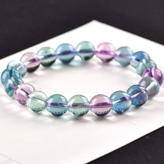 Natural Rainbow Fluorite Stone Bead Healing Bracelet