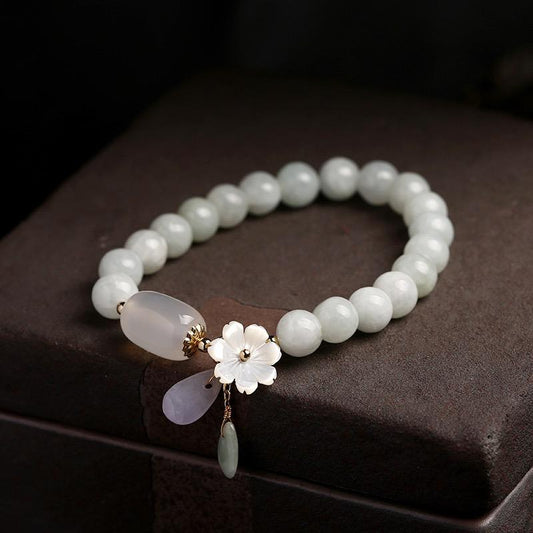 Plum Flower White Jade Bracelet