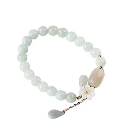 Plum Flower White Jade Bracelet