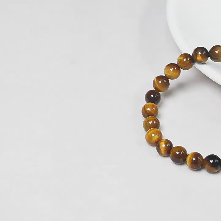 Gold Tiger Eye Stone Agate Bracelets 8MM/10MM Beads for Unisex Adults, Balances Mind & Soul, Self Love Enhancer, Helps in Healing & Luck