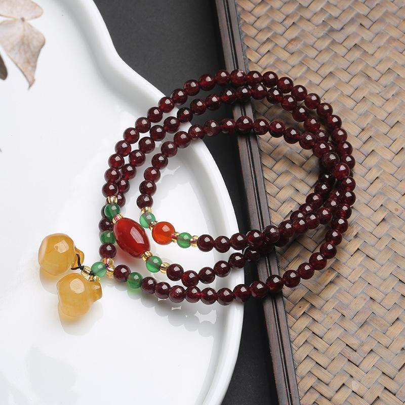 Red Garnet 3 Wrap Bracelet