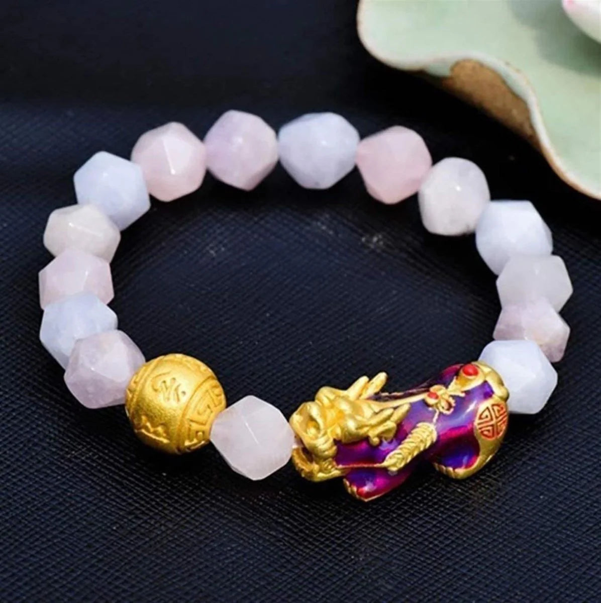 Strawberry Crystal Mantra Bead Pixiu Wealth Bracelet