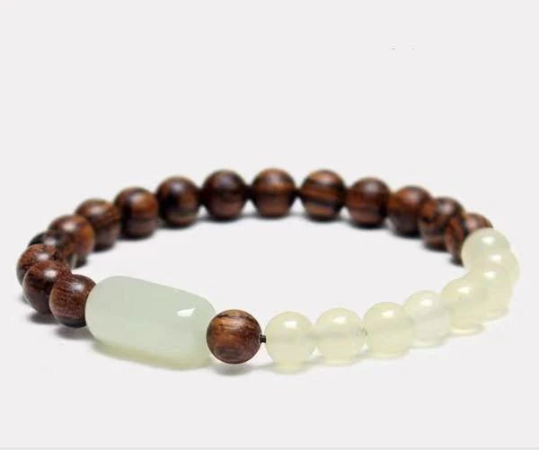 White Jade Agarwood Beads Bracelet