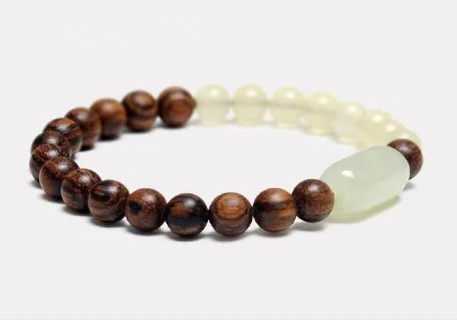 White Jade Agarwood Beads Bracelet