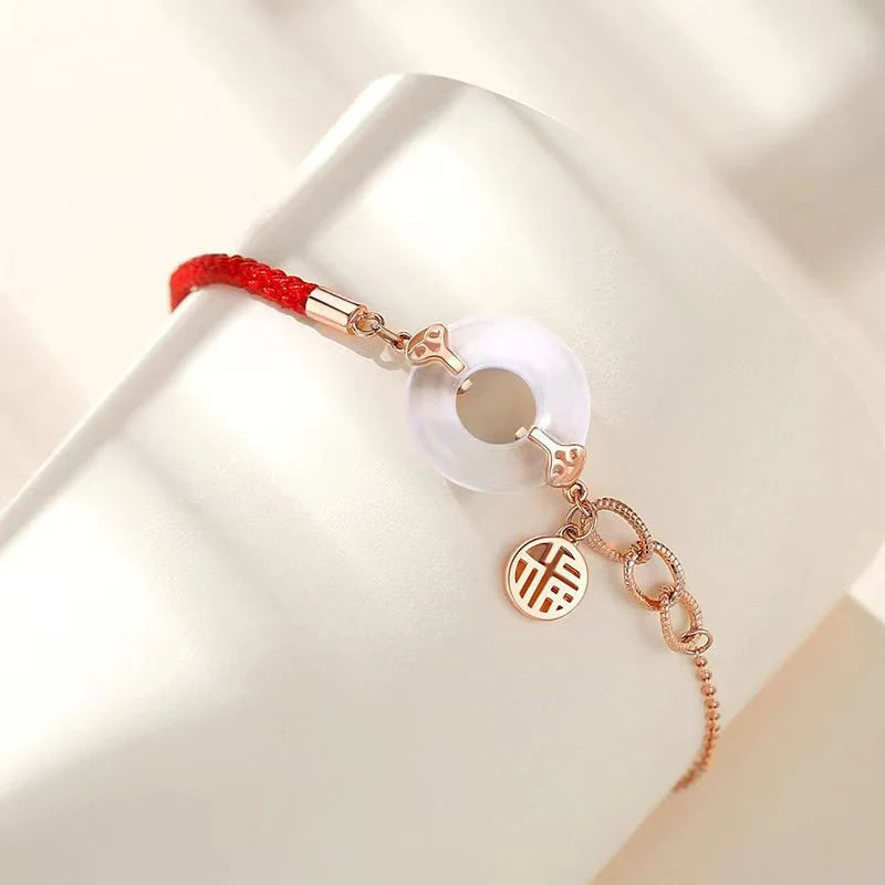 White Jade Bracelet - Fu Blessing